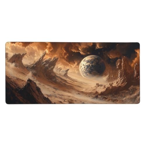 Gaming Mauspad Wüste, 47.2x23.6 inch XL Verlängertes Großes Mousepad Mond Schreibtischauflage Langlebige Anti-Fray-Kanten Mauspad mit Wasserdicht und Rutschfester Gummibasis, Gaming-Mauspad-C1128 von Xiaboor