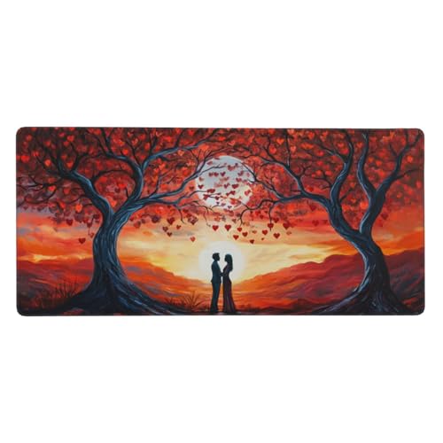 Landschaft Mauspad Paar Gaming Mousepad mit Vernähte Kanten 1000x500x3mm XXL Mauspad Große Schreibtisch Matte,rutschfeste Gummibasis Mouse Pad Großer Erweiterter Schutz Matte Für Home Office-C906 von Xiaboor