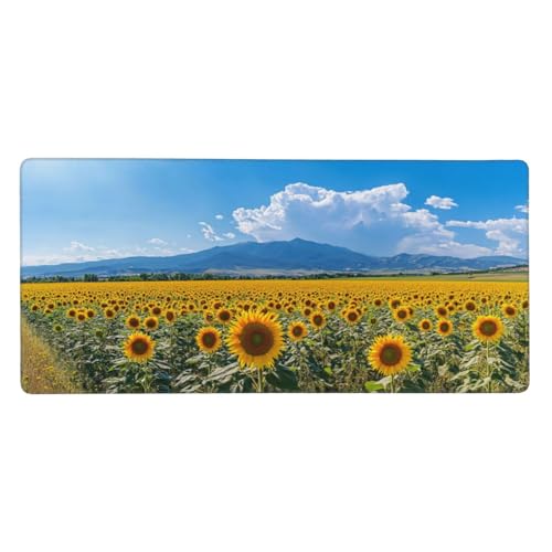 Sonnenblume Mauspad Landschaft Gaming Mousepad mit Vernähte Kanten 1000x500x3mm XXL Mauspad Große Schreibtisch Matte,rutschfeste Gummibasis Mouse Pad Großer Erweiterter Mauspad Für Home Office-C1076 von Xiaboor