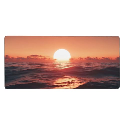 Sonnenuntergang Mauspad Ozean Gaming Mousepad mit Vernähte Kanten 800x300x3mm XXL Mauspad Große Schreibtisch Matte,Rutschfeste Gummibasis Mouse Pad Großer Erweiterter Schutz Matte Für Home Office-C390 von Xiaboor