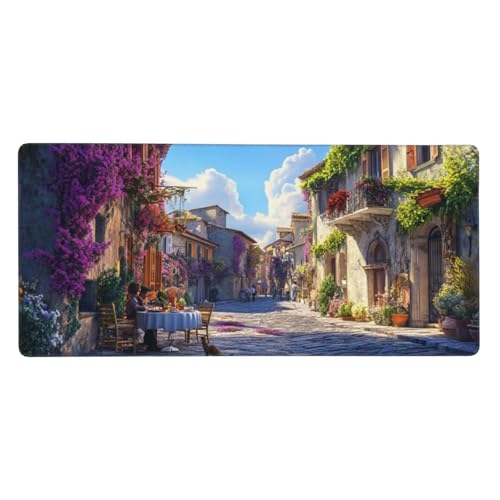 Stadt Mauspad Straße Gaming Mousepad mit Vernähte Kanten 800x300x3mm XXL Mauspad Große Schreibtisch Matte,rutschfeste Gummibasis Mouse Pad Großer Erweiterter Schreibtisch Schutz Für Home Office-C110 von Xiaboor