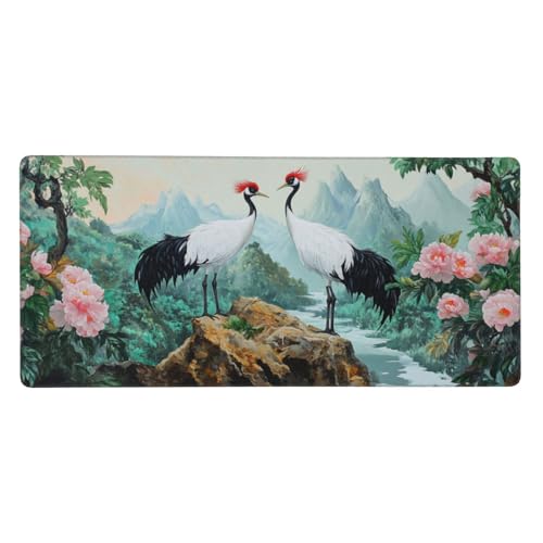 Tier Mauspad Blume Gaming Mousepad mit Vernähte Kanten 800x300x3mm XXL Mauspad Große Schreibtisch Matte,rutschfeste Gummibasis Mouse Pad Großer Erweiterter Schreibtisch Schutz Für Home Office-C36 von Xiaboor