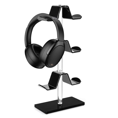 Xianghaoshun Headset- und Controller-Ständer, Headset-Halter,Kopfhörerständer, 3-stufiger Gamecontroller-Halter aus Acryl - Stabile Basis, drehbarer Kopfhörer-Aufhänger für Desktop-Spielzimmer, von Xianghaoshun