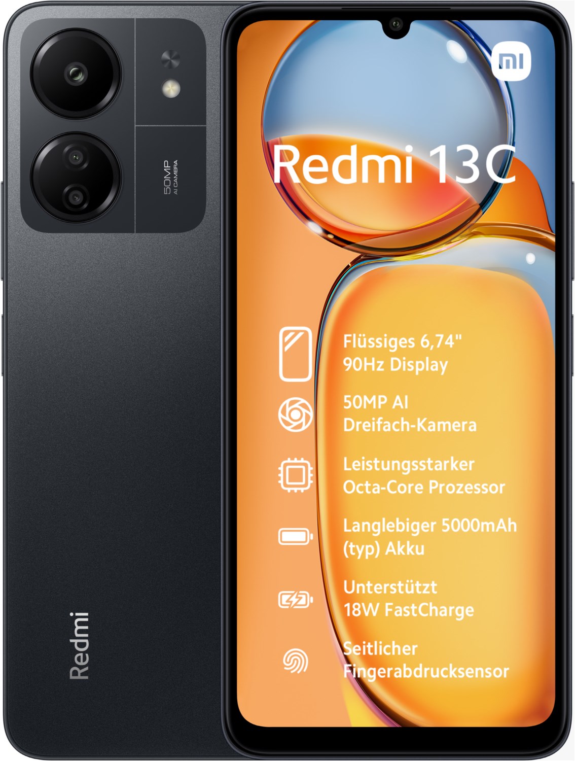 Redmi 13C (4GB+128GB) Smartphone midnight black von Xiaomi