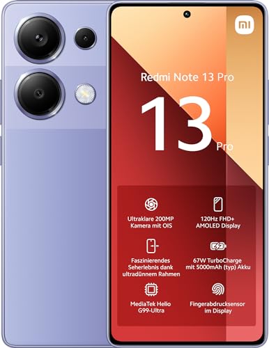 Xiaomi Redmi Note 13 Pro Smartphone, 12+512GB Handy ohne Vertrag, Lila von Xiaomi