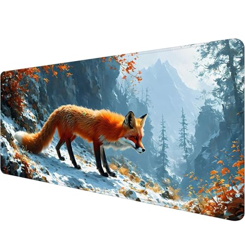 Gaming Mauspad 1000 x 400 x 3 mm, Füchse Mousepad XXL Groß Mauspad Tier Schreibtischunterlage mit Vernähte Kanten, Wasserdicht Mouse Pad für PC, Laptop Verbessert Präzision und Geschwindigkei W-3 von Xiaonu