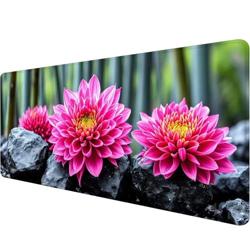 Gaming Mauspad 900 x 400 x 3 mm, Rosa Mousepad XXL Groß Mauspad Blume Schreibtischunterlage mit Vernähte Kanten, Wasserdicht Mouse Pad, Verbessert Präzision und Geschwindigkei,Geschenke für Männer T-9 von Xiaonu