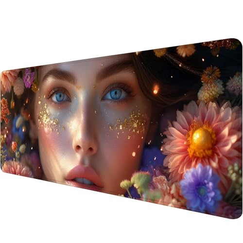 Mauspad 1000 x 500 x 3 mm Blume Mousepad XXL Gaming Mauspad Frau Schreibtischunterlage mit Vernähte Kanten Wasserdicht Anti-Rutsch Mousepad Groß Erweiterter Schreibtisch Schutz für Gaming Office N-8 von Xiaonu