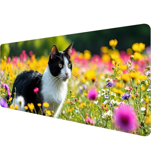 Mauspad 1000 x 500 x 3 mm Katze Mousepad XXL Gaming Mauspad Niedlich Schreibtischunterlage mit Vernähte Kanten Wasserdicht Mousepad Groß Erweiterter Schreibtisch Schutz für Home Gaming Office Z-0 von Xiaonu