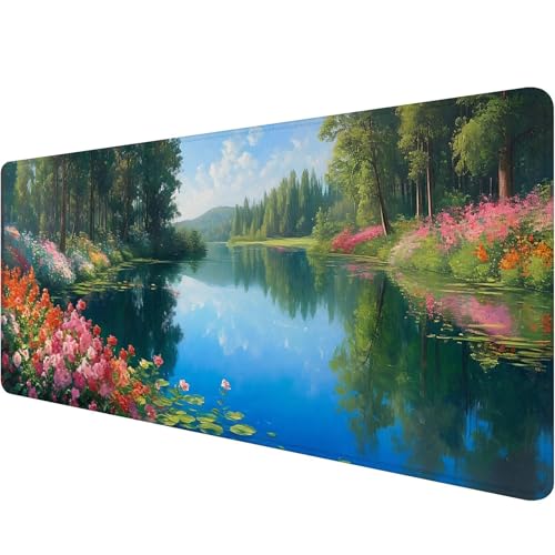 Mauspad 1200 x 400 x 3 mm Landschaft Mousepad XXL Gaming Mauspad Wald Schreibtischunterlage mit Vernähte Kanten Wasserdicht Mousepad Groß Erweiterter Schreibtisch Schutz für Home Gaming Office T-3 von Xiaonu