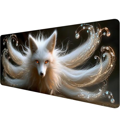 Mauspad XXL 1200 x 600 x 3 mm, Schwarz und Weiß Mousepad Füchse Gaming Mauspad mit rutschfeste Gummibasis, Wasserdicht Mousepad, Verbessert Präzision und Geschwindigkeit, Geschenke für Männer T-6 von Xiaonu