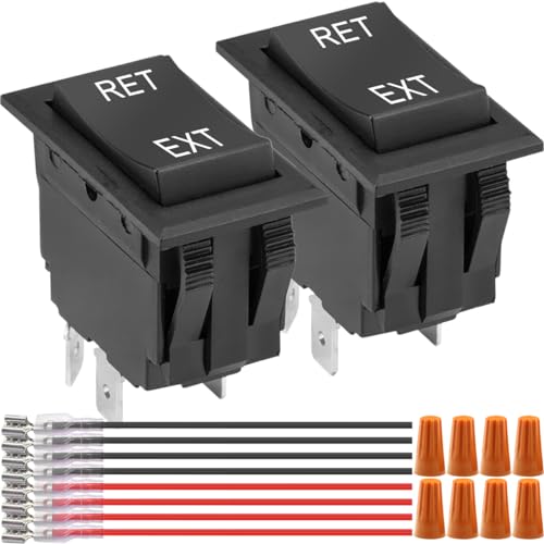 Xiatiaosann Kippschalter 12VDC 20A Wipptaster 250VAC 15A Ein-Aus-Ein DPDT Momentschalter Polaritätsumkehrschalter mit Kabel, 2 Stück 6-poliger 6-poliger Knopfschalter für Wohnmobilboote von Xiatiaosann