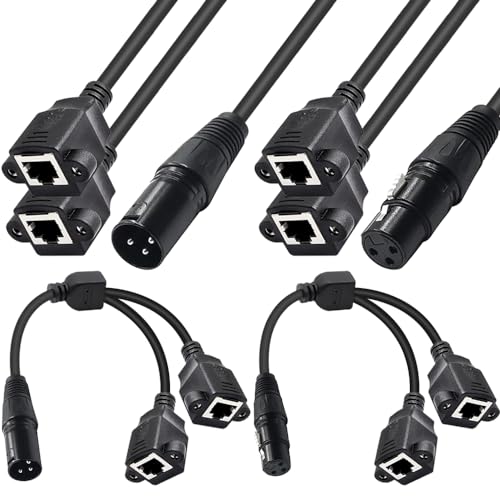 Xiatiaosann XLR 3Pin auf Dual RJ45 Kabel, Dual RJ45 Buchse auf XLR 3Pin Stecker Kabel mit Dual RJ45 Buchse auf XLR 3Pin Buchse Kabel für DMX-CON Controller (1,7FT, 2er Pack) von Xiatiaosann