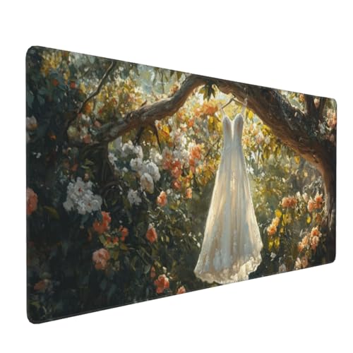 Gaming Mauspad XXL Baum Mousepad 1000x500x4mm Blume Verlängertes Mauspad Schreibtischauflage,Genähte Kanten Mauspad,Verbessert Präzision und Geschwindigkeit Wasserdicht Geeignet für Büro und Spiele von Xieazgsn