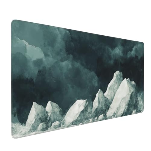 Gaming Mauspad XXL Grün Mousepad 1000x500x4mm Landschaft Verlängertes Mauspad Schreibtischauflage,Genähte Kanten Mauspad,Verbessert Präzision Geschwindigkeit Wasserdicht Geeignet für Büro und Spiele von Xieazgsn