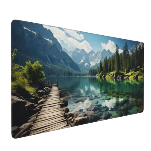 Gaming Mauspad XXL Landschaft Mousepad 800x400x4mm Landschaft Verlängertes Mauspad Schreibtischauflage,Genähte Kanten Mauspad,Verbessert Präzision Geschwindigkeit Wasserdicht Geeignet für Büro,Spiele von Xieazgsn