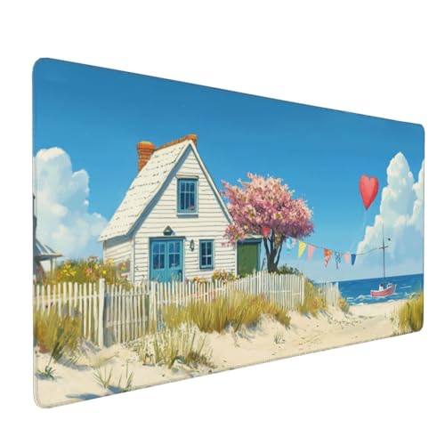 Gaming Mauspad XXL Landschaft Mousepad 900x400x4mm Baum Verlängertes Mauspad Schreibtischauflage,Genähte Kanten Mauspad,Verbessert Präzision Geschwindigkeit Wasserdicht Geeignet für Büro und Spiele von Xieazgsn