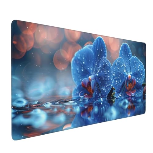 Gaming Mauspad XXL Orchidee Mousepad 1200x600x4mm Phalaenopsis Verlängertes Mauspad Schreibtischauflage,Genähte Kanten Mauspad,Verbessert Präzision Geschwindigkeit Wasserdicht Geeignet für Büro,Spiele von Xieazgsn