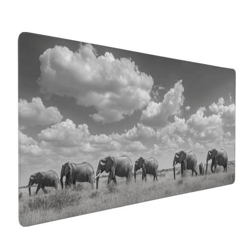 Gaming Mauspad XXL schwarz und weiß Mousepad 800x400x4mm Elefant Verlängertes Mauspad Schreibtischauflage,Genähte Kanten Mauspad,Verbessert Präzision Geschwindigkeit Wasserdicht Geeignet Büro Decor von Xieazgsn