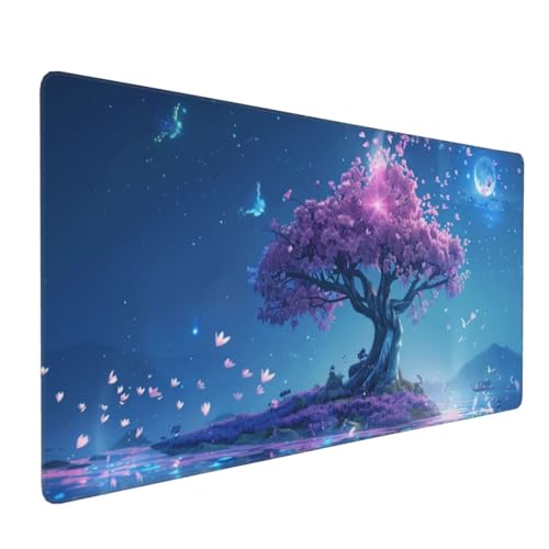 Mauspad Baum Gaming Mauspad XXL 900x400x4mm Mousepad Mond Mouse Pad Groß,rutschfeste Gummibasis,Verlängertes Mousepad,Schreibtischunterlage, Verbessert Präzision und Geschwindigkei,für Frauen im Büro von Xieazgsn