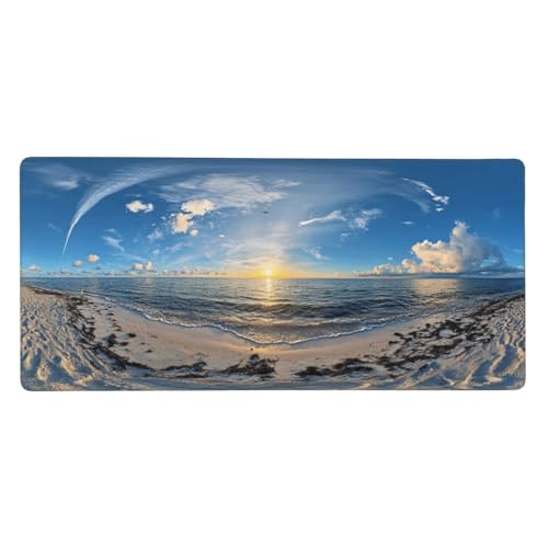 Mauspad Blau Gaming Mauspad XXL 1000x500x4mm Mousepad Strand,rutschfeste Gummibasis,Verlängertes Mousepad,Schreibtischunterlage, Verbessert Präzision und Geschwindigkei,für Frauen im Büro Gifts von Xieazgsn