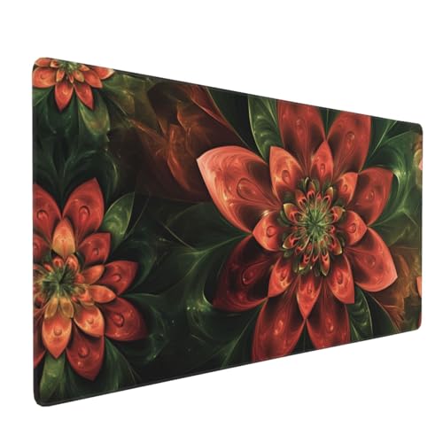 Mauspad Blume Gaming Mauspad XXL 1200x600x4mm Mousepad Rot Mouse Pad Groß,Rutschfeste Gummibasis,Verlängertes Mousepad,Schreibtischunterlage, Verbessert Präzision und Geschwindigkei,für Frauen im Büro von Xieazgsn