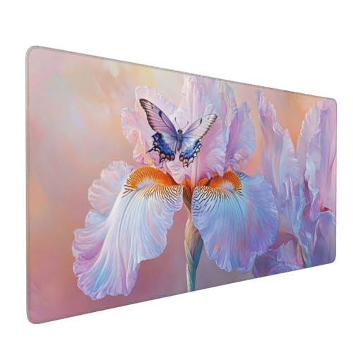 Mauspad Blume Gaming Mauspad XXL 900x400x4mm Mousepad Rosa Mouse Pad Groß,Rutschfeste Gummibasis,Verlängertes Mousepad,Schreibtischunterlage, Verbessert Präzision und Geschwindigkei,für Frauen im Büro von Xieazgsn