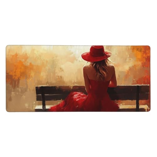 Mauspad Frau Gaming Mauspad XXL 1000x500x4mm Mousepad sexy Mouse Pad Groß,Rutschfeste Gummibasis,Verlängertes Mousepad,Schreibtischunterlage, Verbessert Präzision und Geschwindigkei,für Frauen im Büro von Xieazgsn