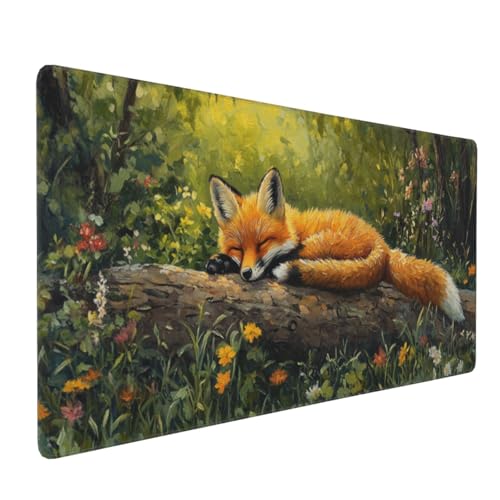 Mauspad Fuchs Gaming Mauspad XXL 900x400x4mm Mousepad Tier Mouse Pad Groß,Rutschfeste Gummibasis,Verlängertes Mousepad,Schreibtischunterlage, Verbessert Präzision und Geschwindigkei,für Frauen im Büro von Xieazgsn