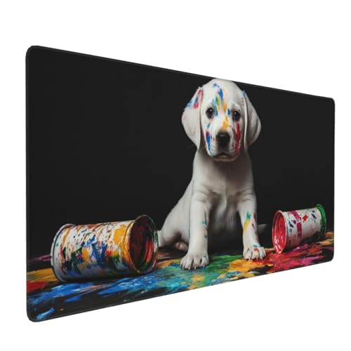 Mauspad Hund Gaming Mauspad XXL 900x400x4mm Mousepad Farbe Mouse Pad Groß,Rutschfeste Gummibasis,Verlängertes Mousepad,Schreibtischunterlage, Verbessert Präzision und Geschwindigkei,für Frauen im Büro von Xieazgsn