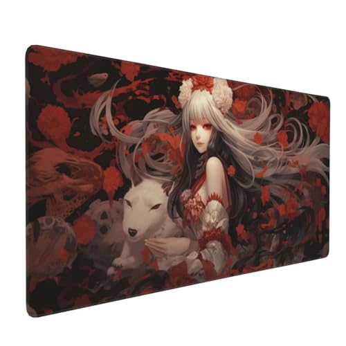 Mauspad Japan Gaming Mauspad XXL 900x400x4mm Mousepad Mädchen,rutschfeste Gummibasis,Verlängertes Mousepad,Schreibtischunterlage, Verbessert Präzision und Geschwindigkei,für Frauen im Büro Gifts von Xieazgsn