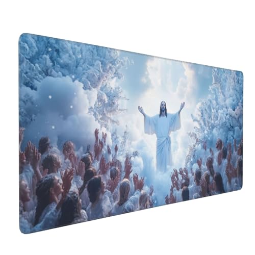 Mauspad Jesus Gaming Mauspad XXL 900x400x4mm Mousepad Mann Mouse Pad Groß,Rutschfeste Gummibasis,Verlängertes Mousepad,Schreibtischunterlage, Verbessert Präzision und Geschwindigkei,für Frauen im Büro von Xieazgsn