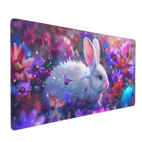 Mauspad Kaninchen Gaming Mauspad XXL 1000x500x4mm Mousepad Ei,rutschfeste Gummibasis,Verlängertes Mousepad,Schreibtischunterlage, Verbessert Präzision und Geschwindigkei,für Frauen im Büro Gifts von Xieazgsn