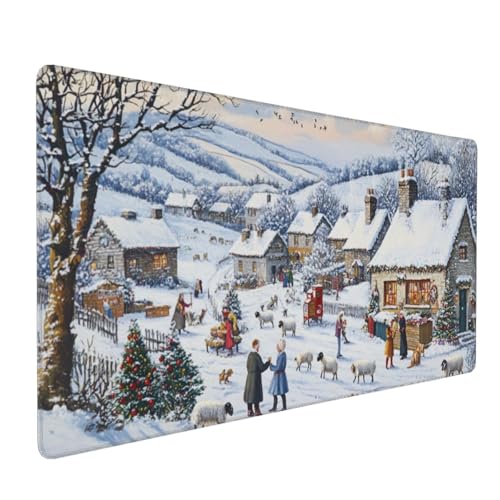 Mauspad Landschaft Gaming Mauspad XXL 1200x600x4mm Mousepad Schnee,rutschfeste Gummibasis,Verlängertes Mousepad,Schreibtischunterlage, Verbessert Präzision und Geschwindigkei,für Frauen im Büro von Xieazgsn