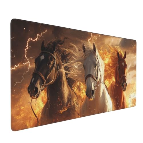 Mauspad Pferd Gaming Mauspad XXL 800x400x4mm Mousepad Tier Mouse Pad Groß,Rutschfeste Gummibasis,Verlängertes Mousepad,Schreibtischunterlage, Verbessert Präzision und Geschwindigkei,für Frauen im Büro von Xieazgsn