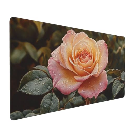 Mauspad Rose Gaming Mauspad XXL 1200x600x4mm Mousepad Rosa Mouse Pad Groß,Rutschfeste Gummibasis,Verlängertes Mousepad,Schreibtischunterlage, Verbessert Präzision und Geschwindigkei,für Frauen im Büro von Xieazgsn