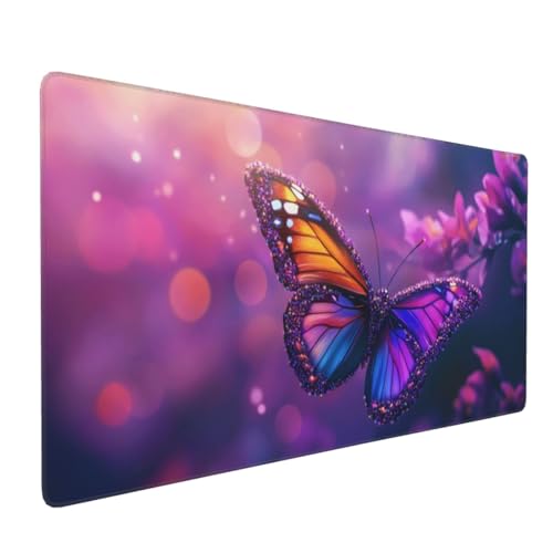 Mauspad Schmetterling Gaming Mauspad XXL 1000x500x4mm Mousepad Blume,rutschfeste Gummibasis,Verlängertes Mousepad,Schreibtischunterlage, Verbessert Präzision und Geschwindigkei,für Frauen im Büro von Xieazgsn