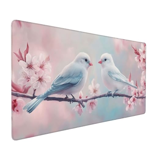 Mauspad Vogel Gaming Mauspad XXL 900x400x4mm Mousepad Baum Mouse Pad Groß,Rutschfeste Gummibasis,Verlängertes Mousepad,Schreibtischunterlage, Verbessert Präzision und Geschwindigkei,für Frauen im Büro von Xieazgsn