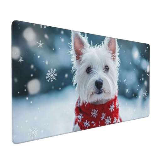 Mauspad Weihnachten Gaming Mauspad XXL 900x400x4mm Mousepad Schnee,rutschfeste Gummibasis,Verlängertes Mousepad,Schreibtischunterlage, Verbessert Präzision und Geschwindigkei,für Frauen im Büro von Xieazgsn