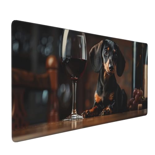 Mauspad Wein Gaming Mauspad XXL 1200x600x4mm Mousepad Hund Mouse Pad Groß,Rutschfeste Gummibasis,Verlängertes Mousepad,Schreibtischunterlage, Verbessert Präzision und Geschwindigkei,für Frauen im Büro von Xieazgsn