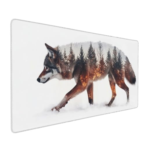 Mauspad Wolf Gaming Mauspad XXL 1200x600x4mm Mousepad Tier Mouse Pad Groß,Rutschfeste Gummibasis,Verlängertes Mousepad,Schreibtischunterlage, Verbessert Präzision und Geschwindigkei,für Frauen im Büro von Xieazgsn