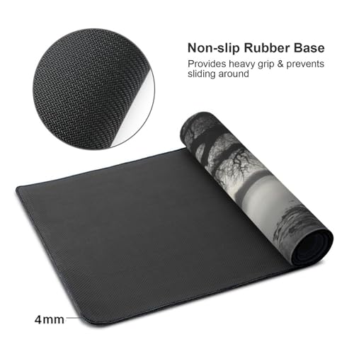 Mauspad schwarz grau Gaming Mauspad XXL 800x400x4mm Mousepad Baum,rutschfeste Gummibasis,Verlängertes Mousepad,Schreibtischunterlage, Verbessert Präzision und Geschwindigkei,für Frauen im Büro von Xieazgsn