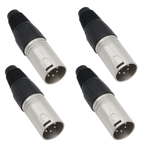 Xilaghy 4-poliger XLR-Kabelverbinder XLR 4-poliger Steckverbinder Mikrofonkabel-Steckverbinder Audio-Adapter für Mikrofon, Mischpulte, 4 Stück von Xilaghy