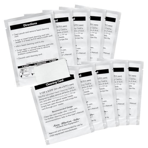 Xinafan 60622 Reinigungskarte, kompatibel mit Dymo LabelWriter 550 450 5XL 4XL Etikettendrucker, Reinigungsblätter Swipe, 8,5 x 5,4 cm Kartenleser, POS Direct Thermal Swiper Reiniger, 10 Stück von Xinafan