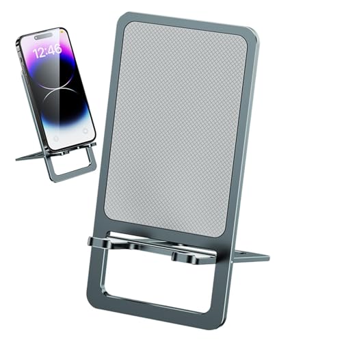 Faltbarer Mobiltelefonhalter, Telefonständer für Schreibtisch,Aluminiumlegierung einstellbare Höhe des Mobiltelefons | Leichtes mobiles Zubehör Nonslip Handy Mount für und Büro von Xinhuju