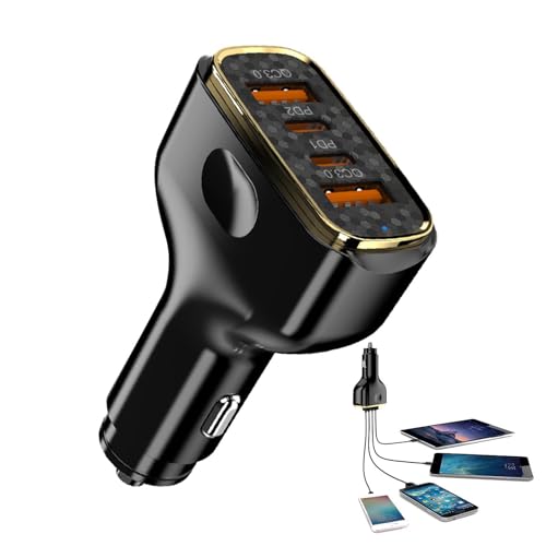 Schnellladendes Auto-USB – Superschnelles Autoladegerät, Multi-Port-Autoladegerät | 80 W 4-Port-Superschnell-Autoladegerät-Adapter, Typ-C-Autoladegerät für Sportuhren, Laptops, Tablet-Computer, Drohne von Xinhuju