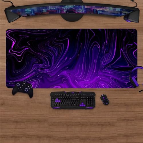 Gaming Mauspad,Mousepad XXL, Mauspad 700x300x3mm, Gamer Mouse Pad, Wasserdicht Tischunterlage Einer speziellen Oberfläche verbessert Geschwindigkeit und Präzision für Büro Zuhause Lila Flüssigkeit von Xinyuer