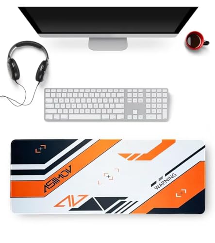 Gaming Mauspad XXL Schwarz Weiß Orange Mousepad Groß 1000x500x2mm Verlängertes Großes Schreibtischauflage mit rutschfeste Basis und genähte Kante für PC, Laptop von Xinyuer