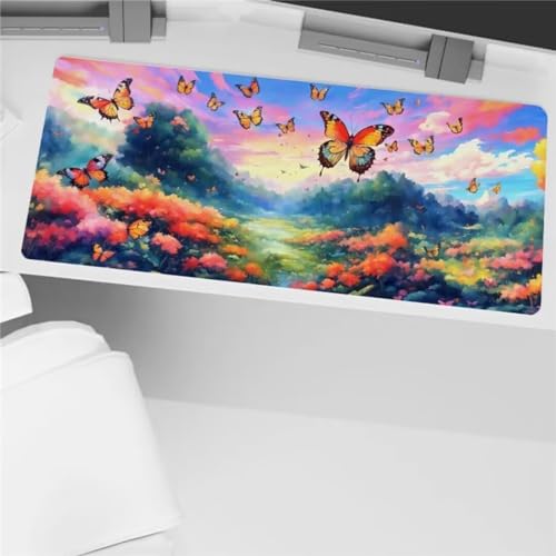 Xinyuer Mauspad XXL Schmetterling Aquarell Mauspad Gaming 600x400x2mm Große Tastaturmatte Waschbares mit Rutschfester Basis für Zuhause und Büro von Xinyuer