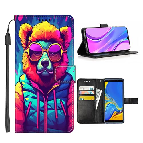 Xioolia Schutzhülle für Moto E13 E20 E30 E40 E22 E22S E32 E 2020 X30 Pro X40 X40 Pro mit Designer Bear-Art cc7 TPU Leder Kartenhalter Hülle von Xioolia